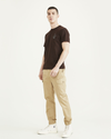 Front view of model wearing Harvest Gold Cargo Joggers, Straight Tapered Fit.