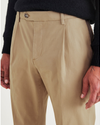 View of model wearing Harvest Gold Crafted Trousers, Slim Tapered Fit.