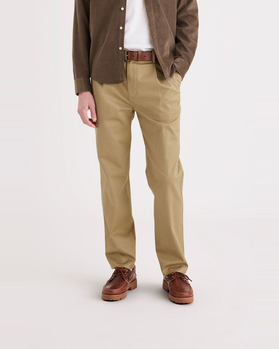 Front view of model wearing Harvest Gold Original Chinos, Relaxed Tapered Fit.