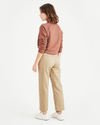 Back view of model wearing Harvest Gold Original Khakis, High Waisted, Straight Fit.
