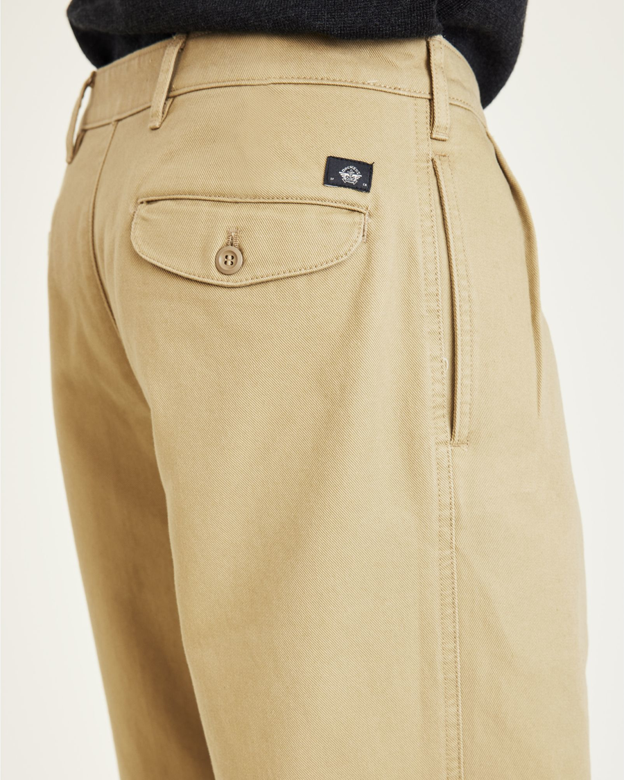 View of model wearing Harvest Gold Original Khakis, Relaxed Fit.