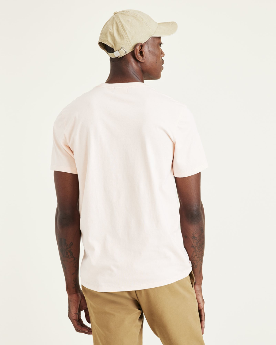 Back view of model wearing Harvest Gold Stencil Graphic Tee, Slim Fit.