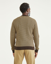Back view of model wearing Harvest Gold Sweater, Regular Fit.