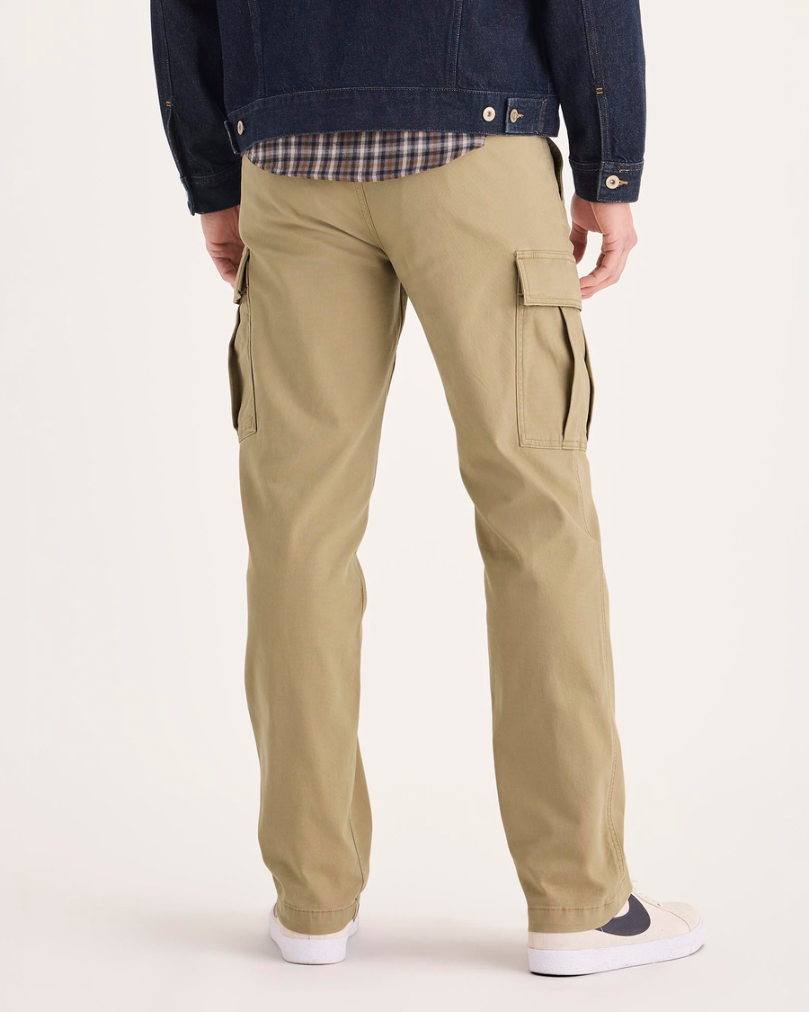 Back view of model wearing Harvest Gold Utility Cargo Pant, Straight Fit.