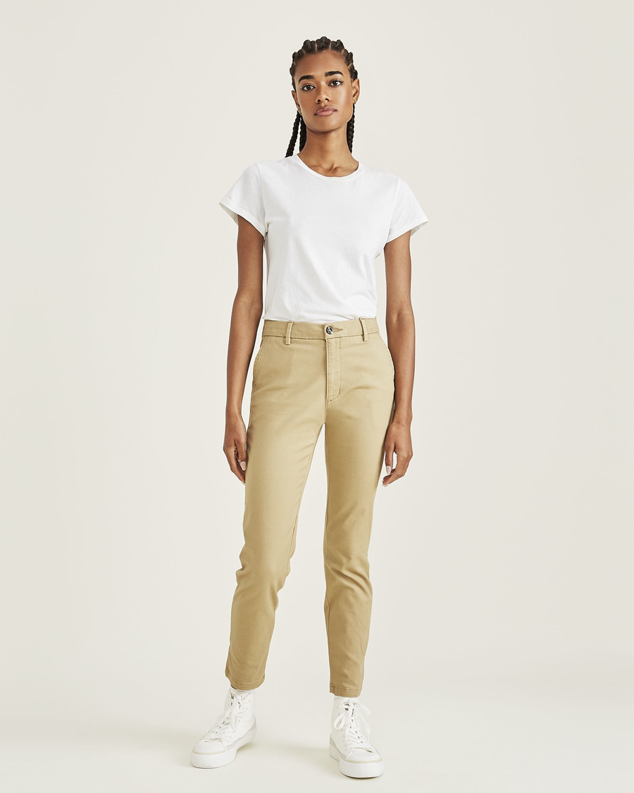 Front view of model wearing Harvest Gold Weekend Chinos, Skinny Fit.