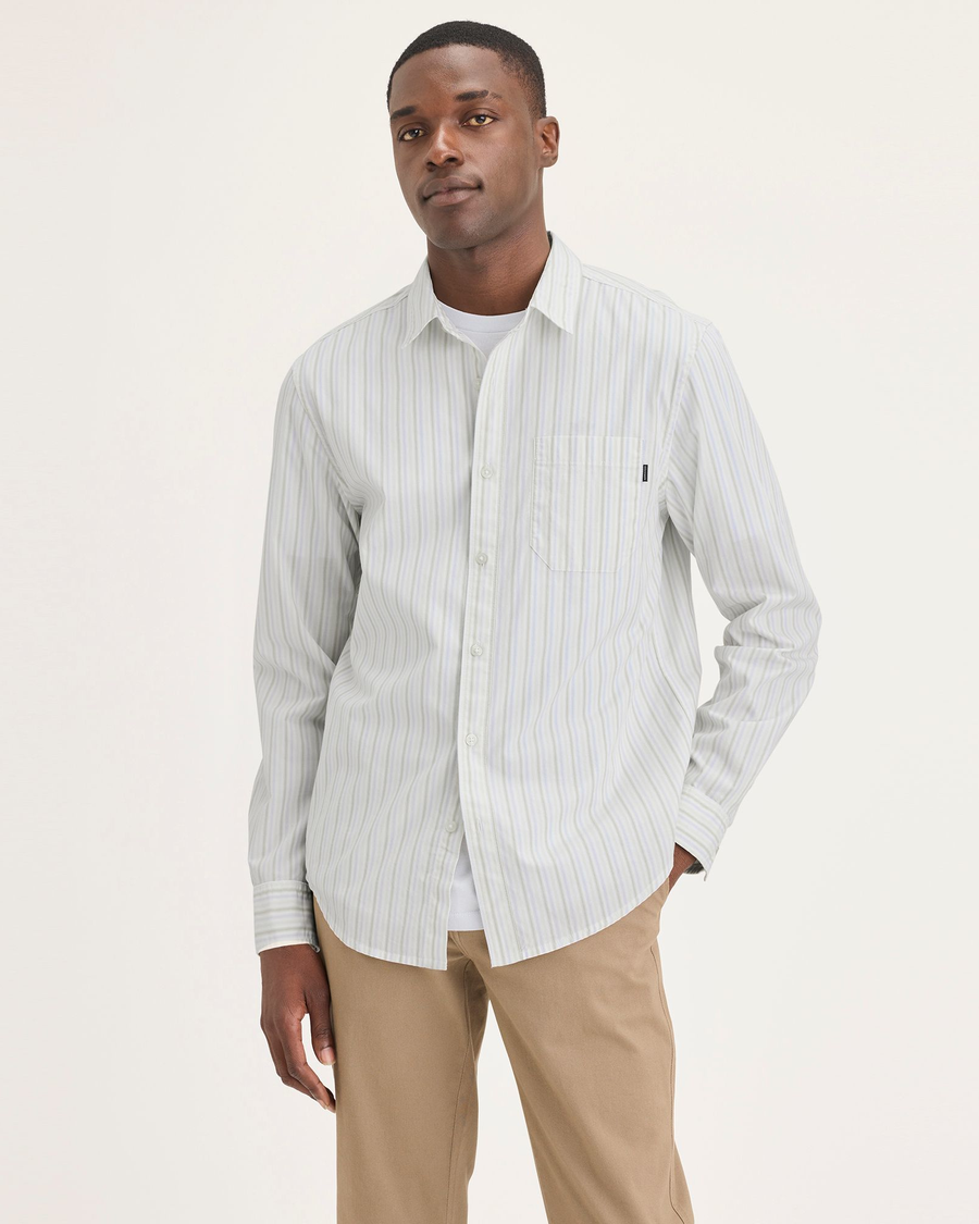 Front view of model wearing Helico Lucent White Ultimate Shirt, Regular Fit.