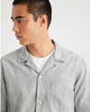 View of model wearing High Rise Camp Collar Shirt, Regular Fit.