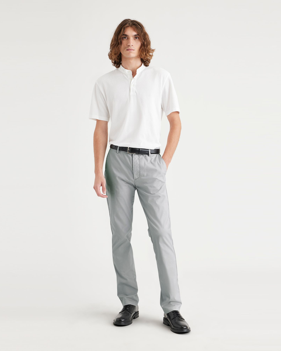 Front view of model wearing High Rise City Tech Trousers, Slim Fit.