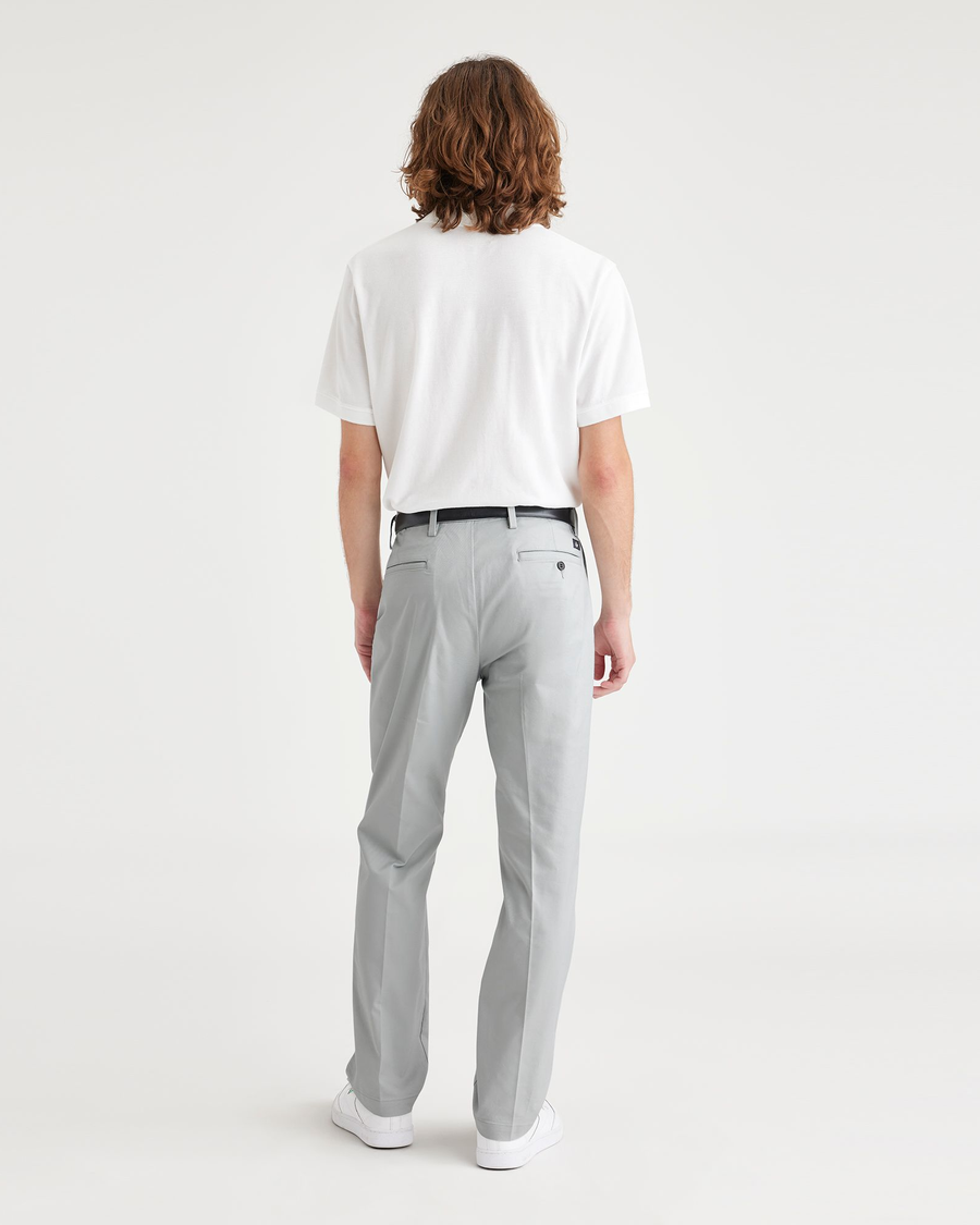 Back view of model wearing High Rise Workday Khakis, Straight Fit.