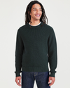 Front view of model wearing Highland Twist Pine Grove - Green Sweater, Regular Fit.
