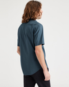 Back view of model wearing Indian Teal Utility Shirt, Regular Fit.