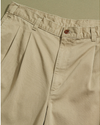 View of model wearing Khaki Made in USA, Double Pleated Khaki Pants - 32 x 28.