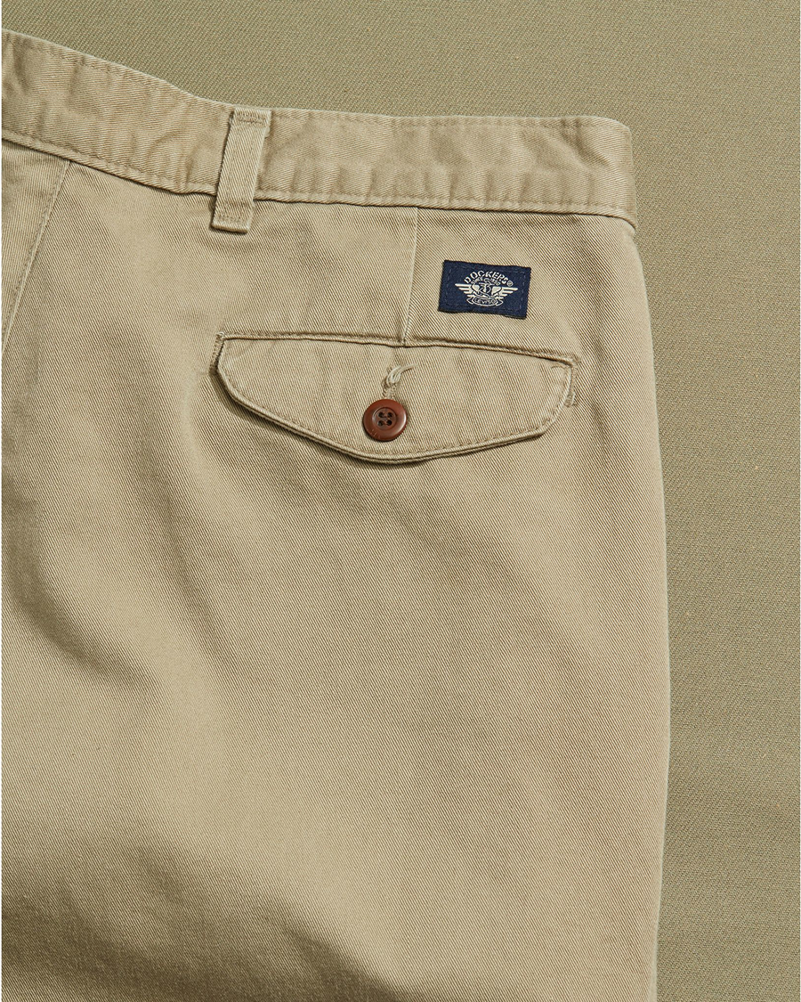 View of model wearing Khaki Made in USA, Double Pleated Khaki Pants - 32 x 28.