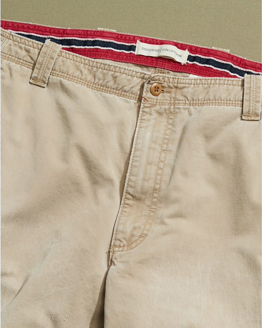 View of model wearing Khaki Tan Cargo Pants - 36 x 26.