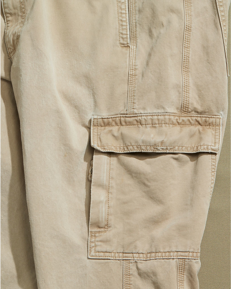 View of model wearing Khaki Tan Cargo Pants - 36 x 26.