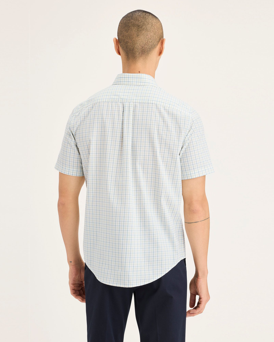 Back view of model wearing Kittridge Signature Stain Defender Shirt, Classic Fit.