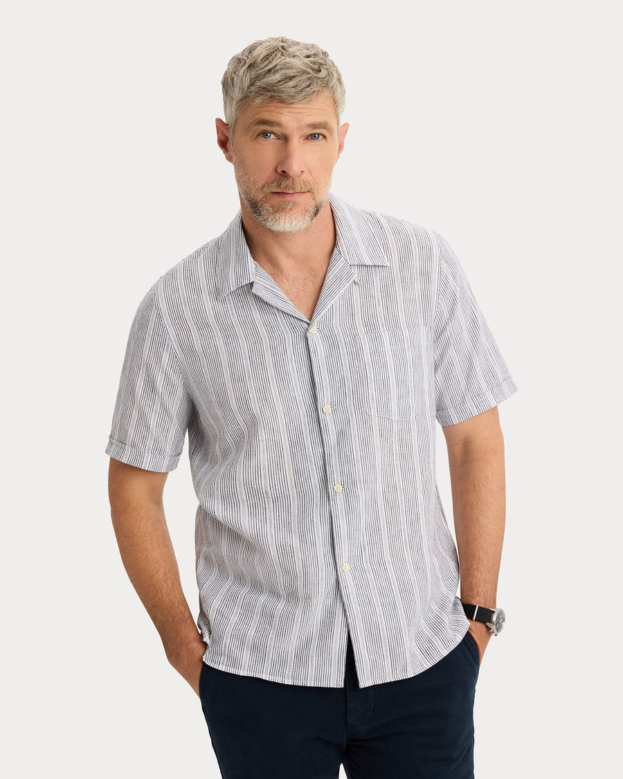 camp collar dress shirt SS020 Jacquard Camp Collar Short-Sleeve Shirt
