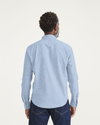 Back view of model wearing Light Blue Acid Wash Casual Shirt, Regular Fit.