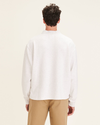 Back view of model wearing Light Heather Grey Dandois x Dockers® Mockneck Sweatshirt.
