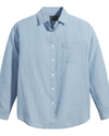 Front view of model wearing Light Indigo Rinse Original Button-Up Shirt, Relaxed Fit.