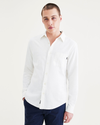Front view of model wearing Light White Rigid Original Button-Up, Slim Fit.
