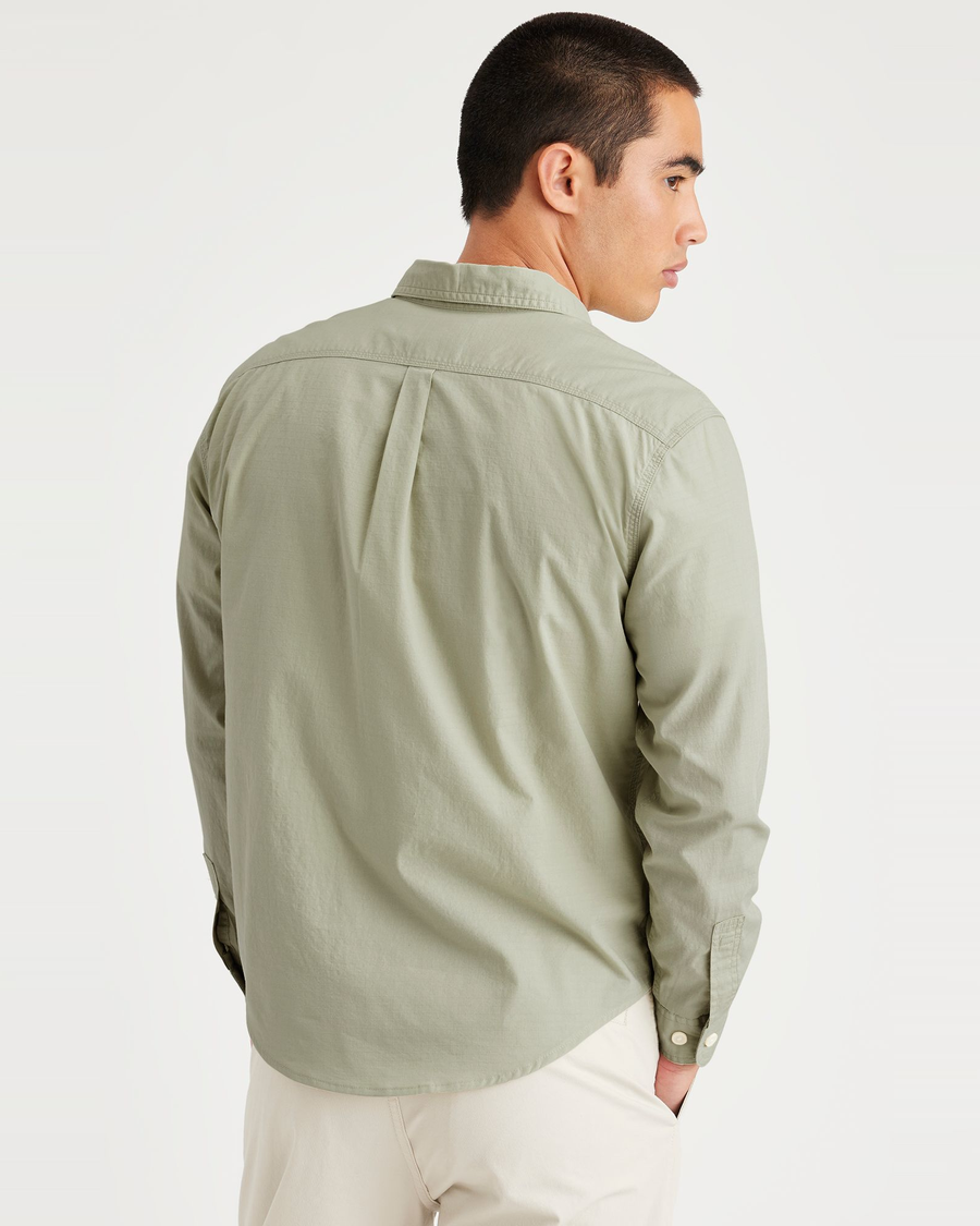 Back view of model wearing Lint 2 Pocket Workshirt, Regular Fit.