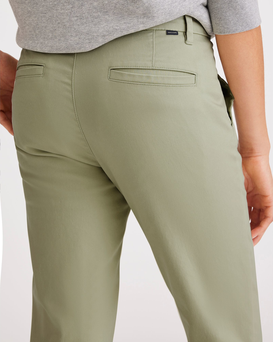 View of model wearing Lint Weekend Chinos, Slim Fit: Premium Edition.