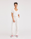 Front view of model wearing Lucent White Carpenter Pant, Straight Fit.