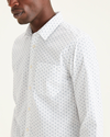 View of model wearing Lucent White Casual Shirt, Regular Fit.