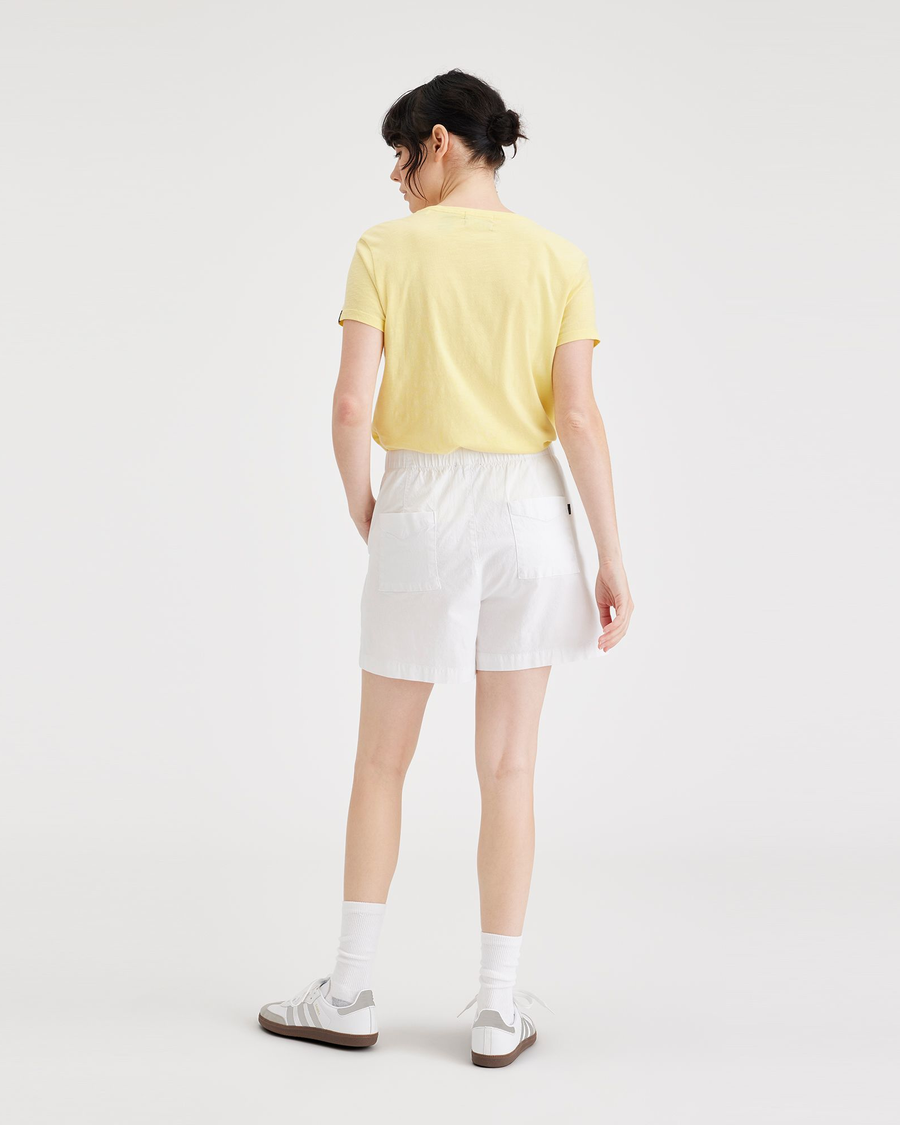 Back view of model wearing Lucent White Clay Pull-On Short.