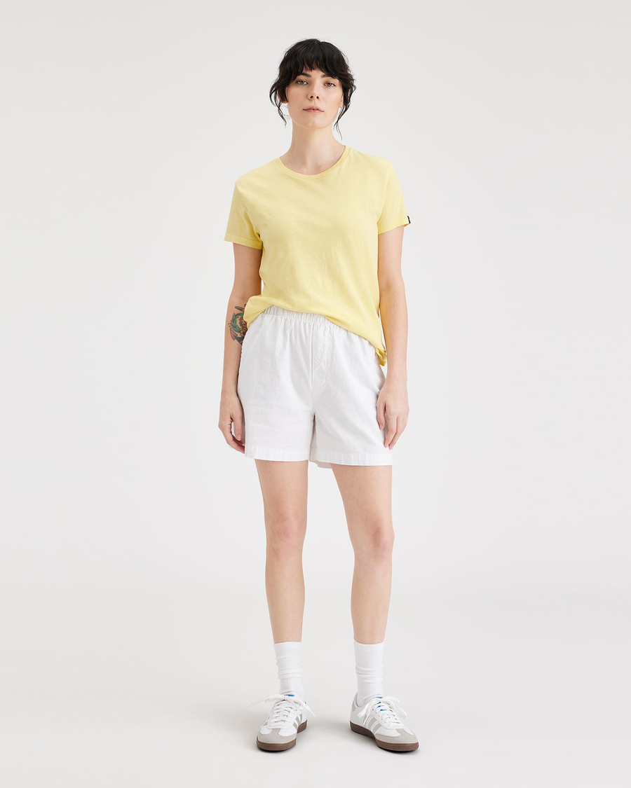 Front view of model wearing Lucent White Clay Pull-On Short.