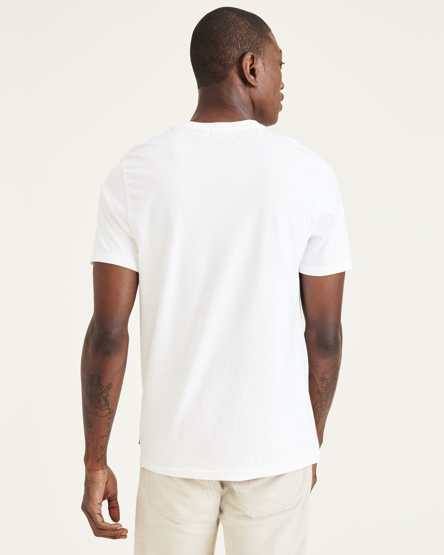 Back view of model wearing Lucent White Crewneck Tee, Slim Fit.