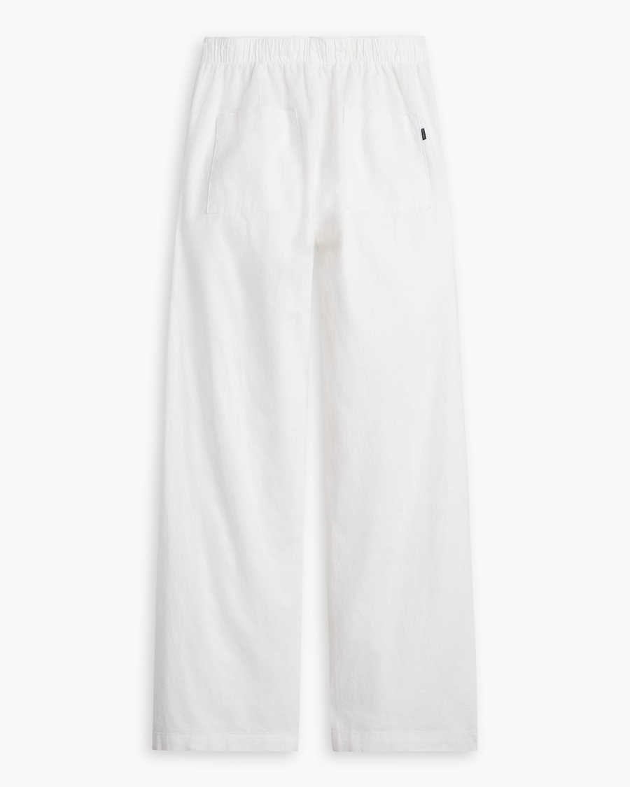 View of model wearing Lucent White Drawstring Pant, Regular Fit.