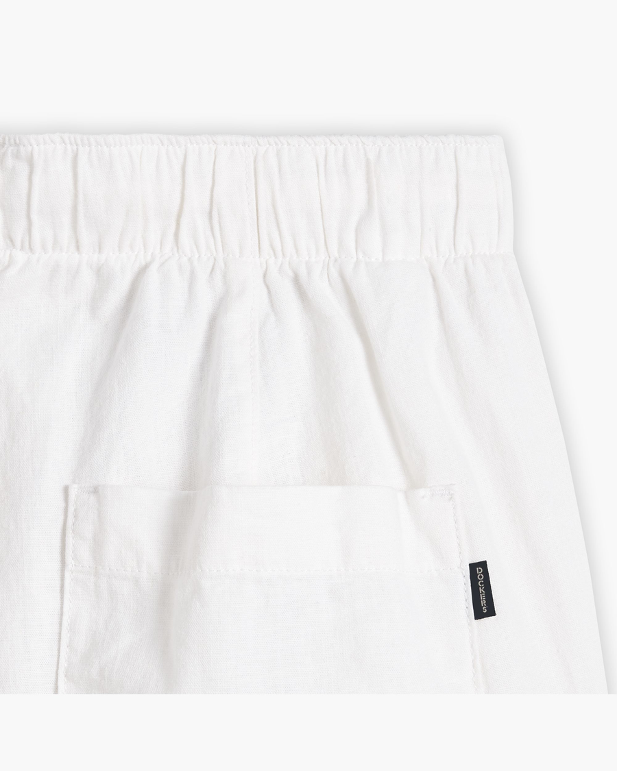 View of model wearing Lucent White Drawstring Pant, Regular Fit.