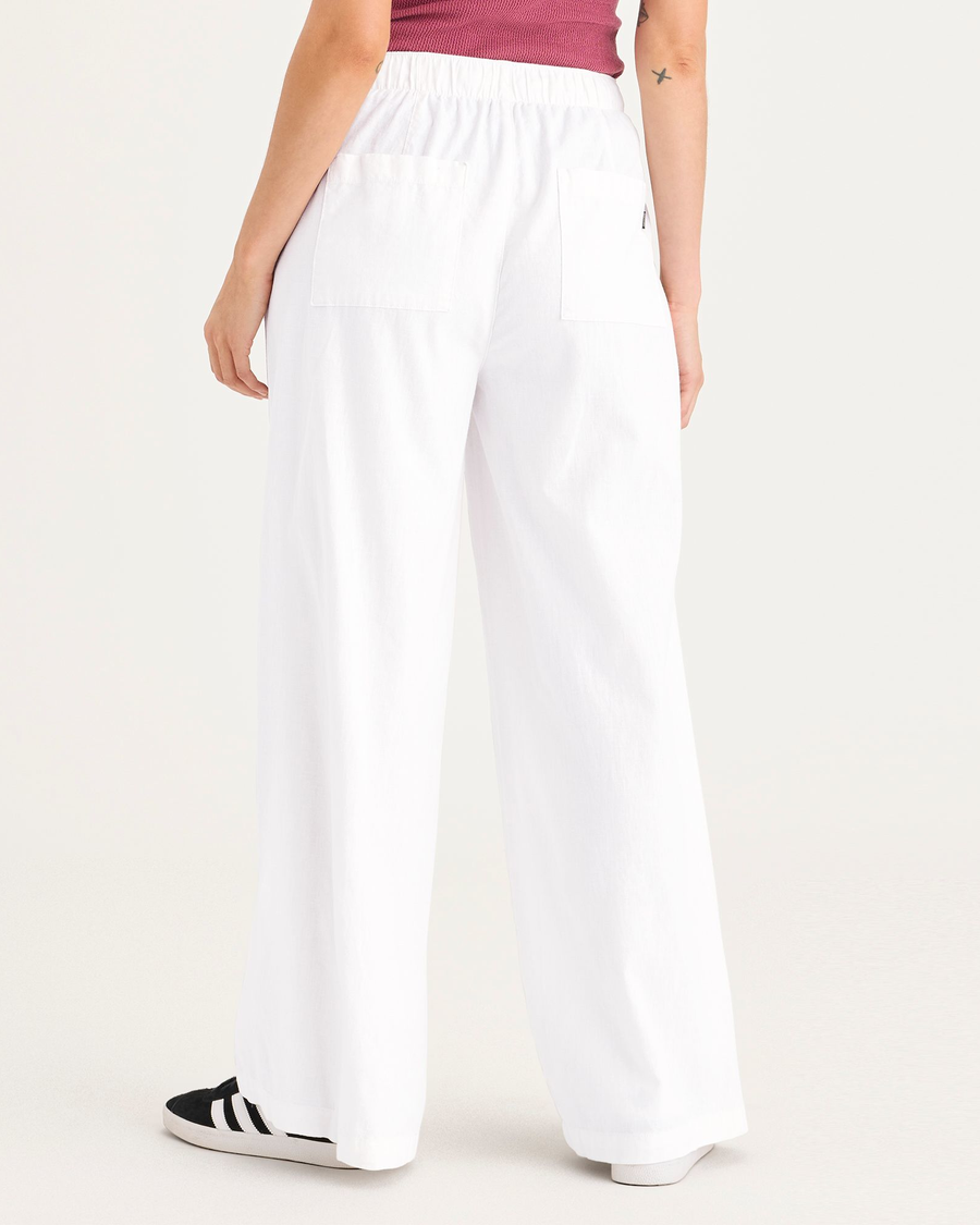 Back view of model wearing Lucent White Drawstring Pant, Regular Fit.