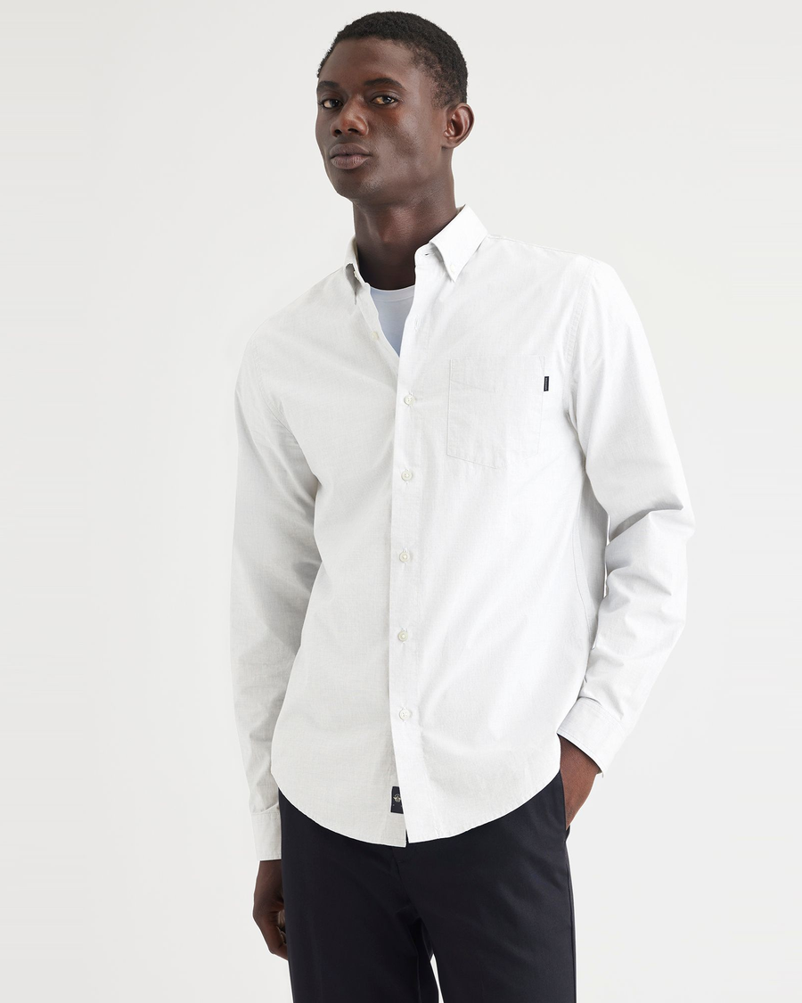 dockers white dress shirts dockers dress shirt Signature Shirt Long Sleeve with Stain Defender, Slim Fit-parroquiadesanalbertomagno.com