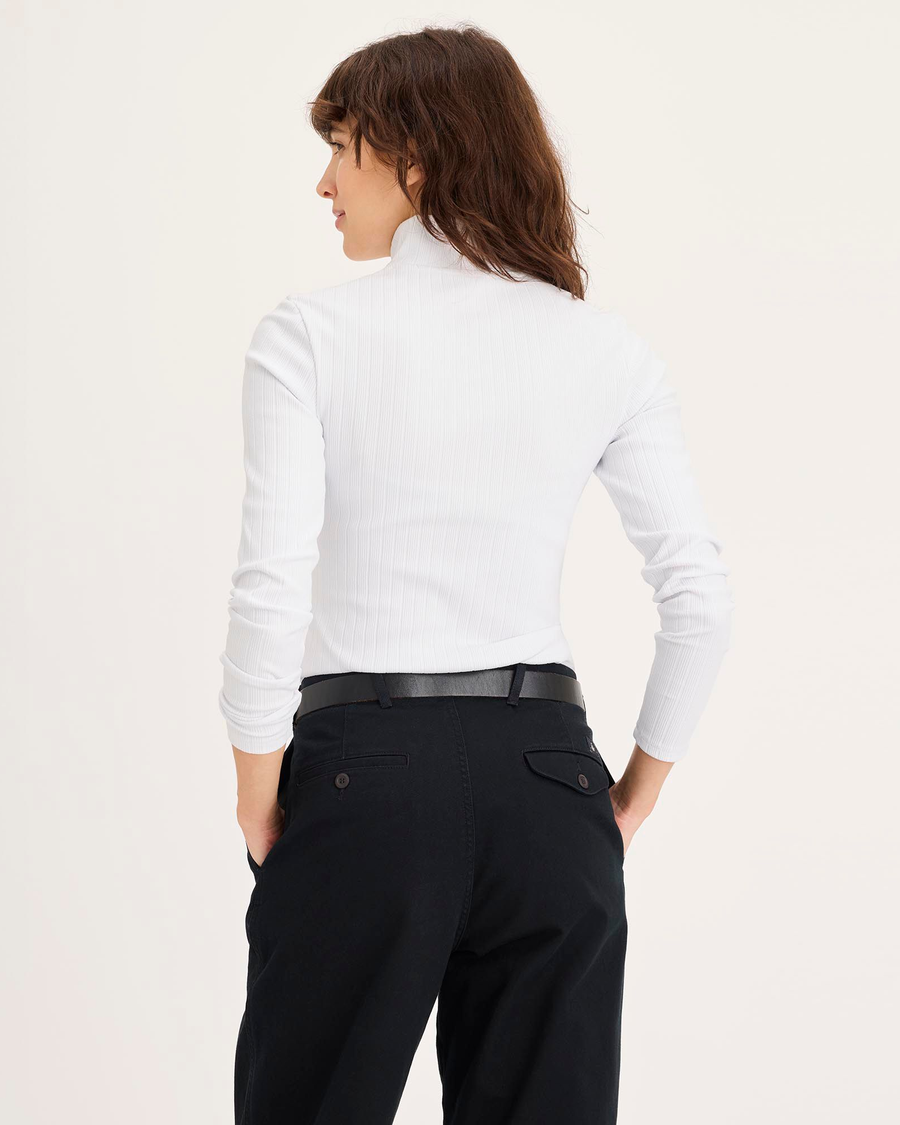 Back view of model wearing Lucent White Go Quarter-Zip Pullover, Slim Fit.