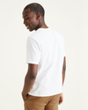 Back view of model wearing Lucent White Logo Tee, Slim Fit.