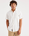 Front view of model wearing Lucent White Original Button Up, Regular Fit.