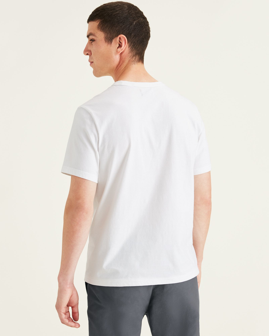 Back view of model wearing Lucent White Original Tee, Slim Fit.