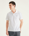 Front view of model wearing Lucent White Rib Collar Polo (Big and Tall).