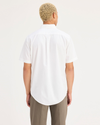 Back view of model wearing Lucent White Signature Stain Defender Shirt, Classic Fit.