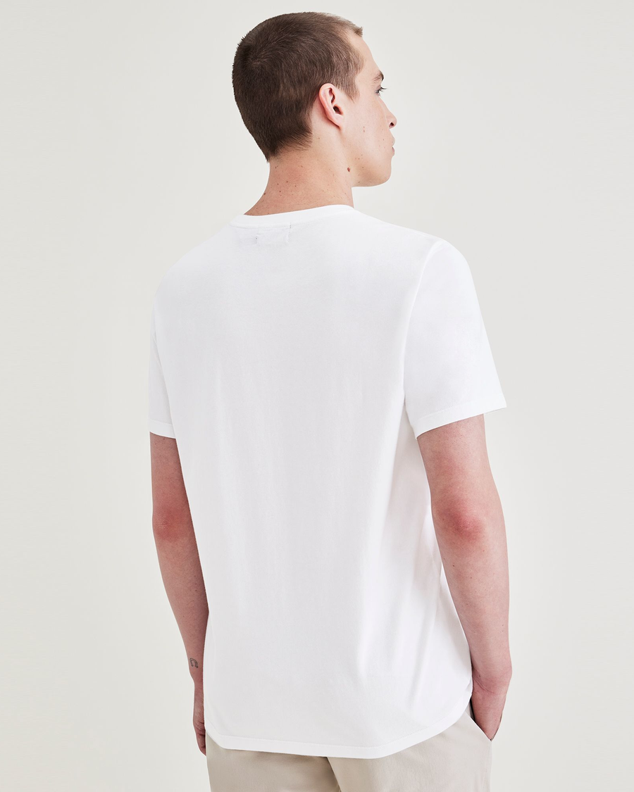 Back view of model wearing Lucent White Wings & Anchor Graphic Tee, Slim Fit.