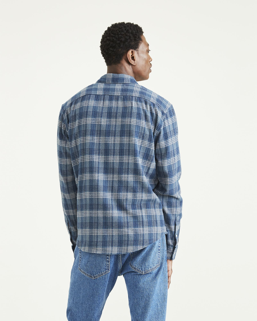 Back view of model wearing Magical Forest Washed Poplin Shirt, Regular Fit.