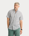 View of model wearing Margate Signature Stain Defender Shirt, Classic Fit.