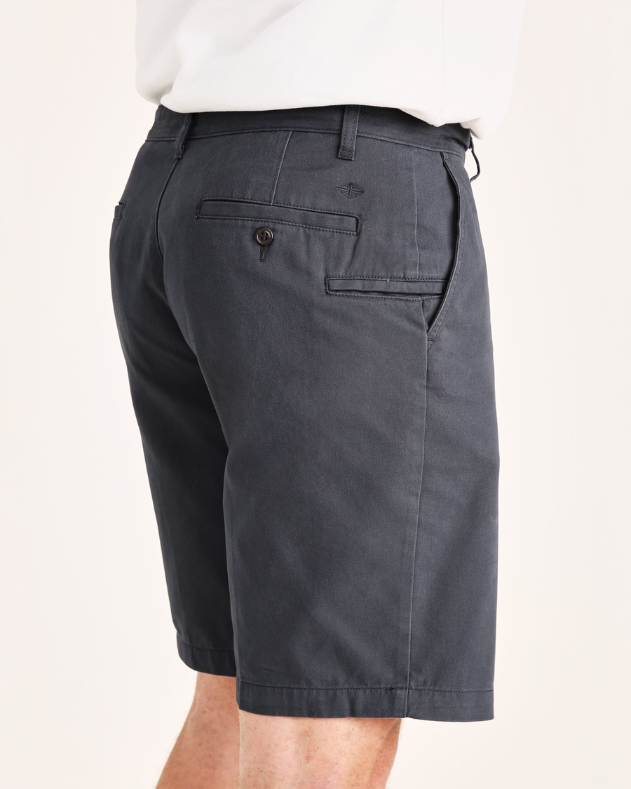 View of model wearing Maritime Blue Perfect 10.5" Shorts (Big and Tall).