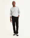 Front view of model wearing Mineral Black Comfort Knit Chinos, Slim Fit.