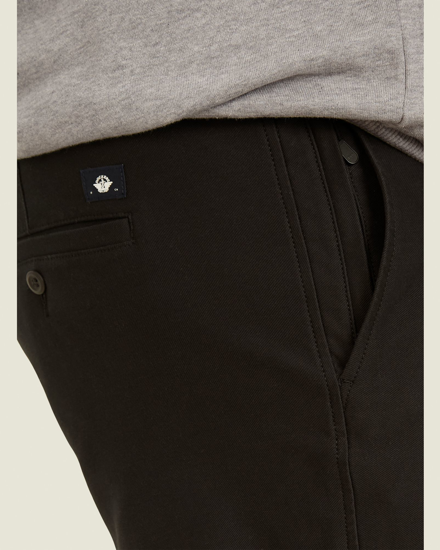 View of model wearing Mineral Black Comfort Knit Chinos, Straight Fit (Big and Tall).