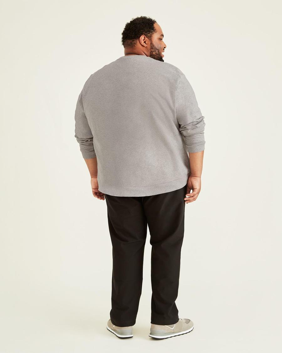 Back view of model wearing Mineral Black Comfort Knit Chinos, Straight Fit (Big and Tall).