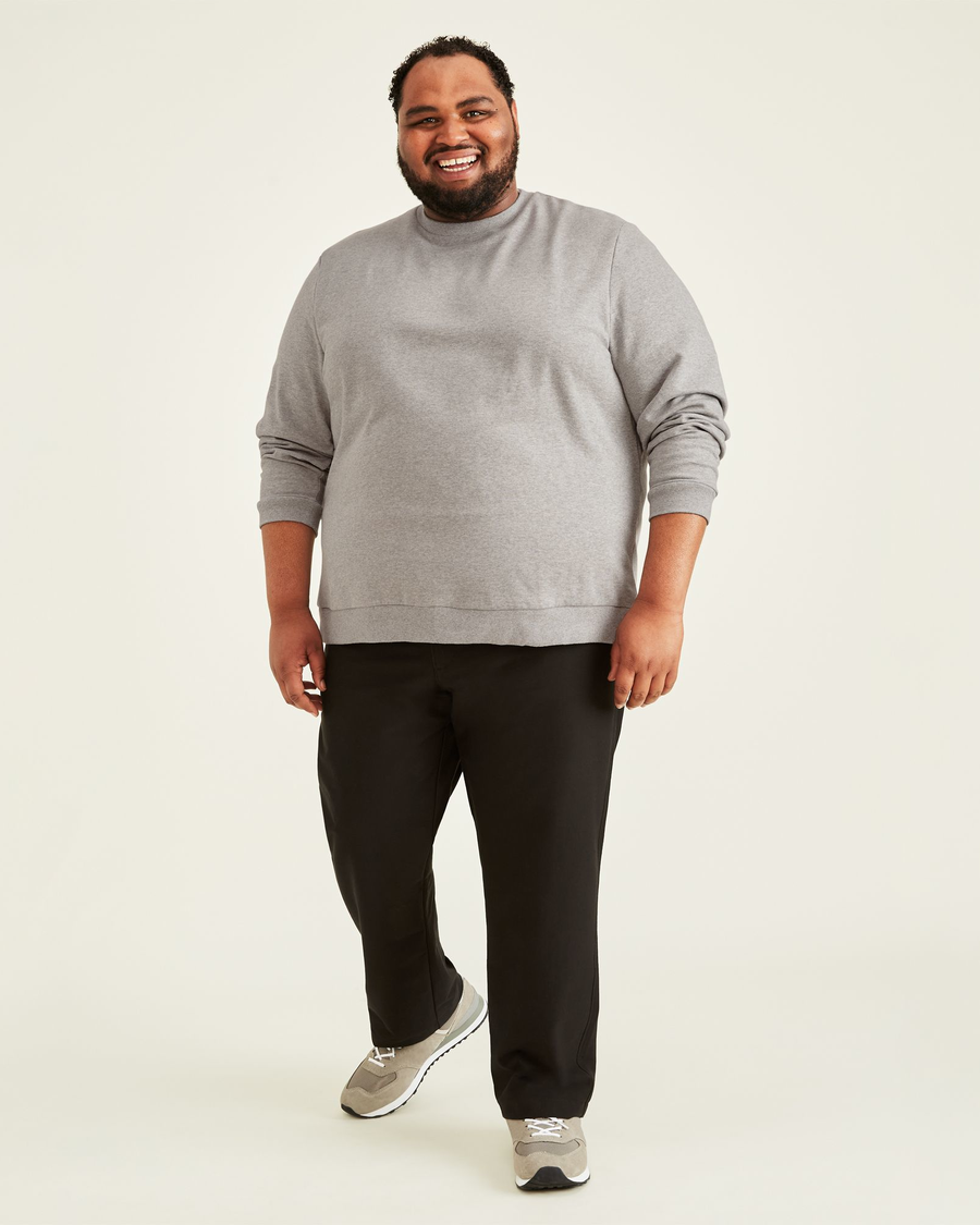 Front view of model wearing Mineral Black Comfort Knit Chinos, Straight Fit (Big and Tall).